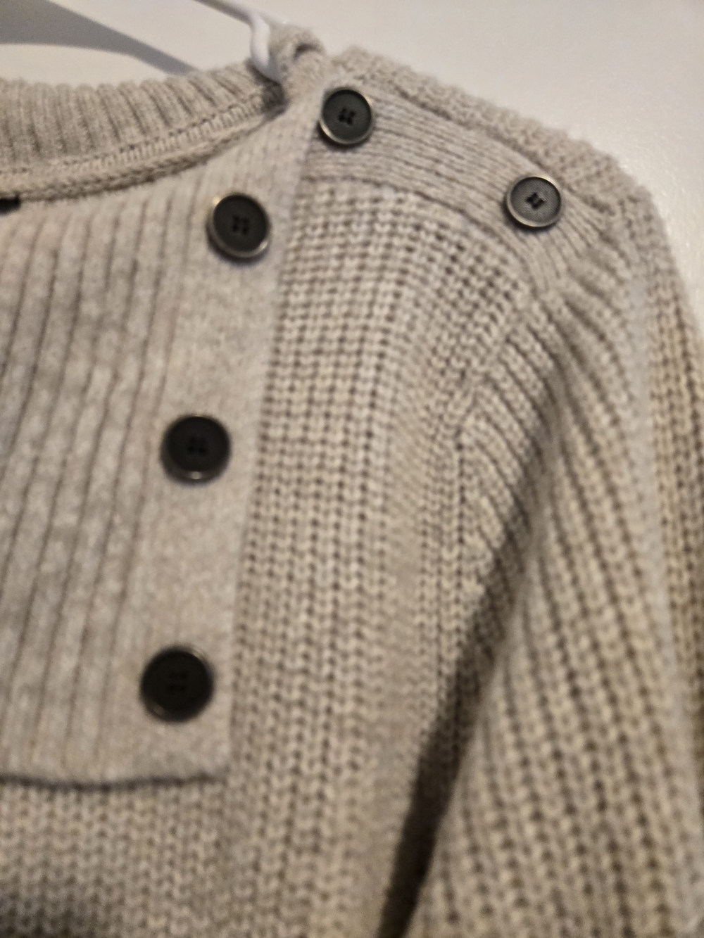 Style & Co. Women's Ribbed Button-Neck Sweater - Light Gray - Picture 3 of 5